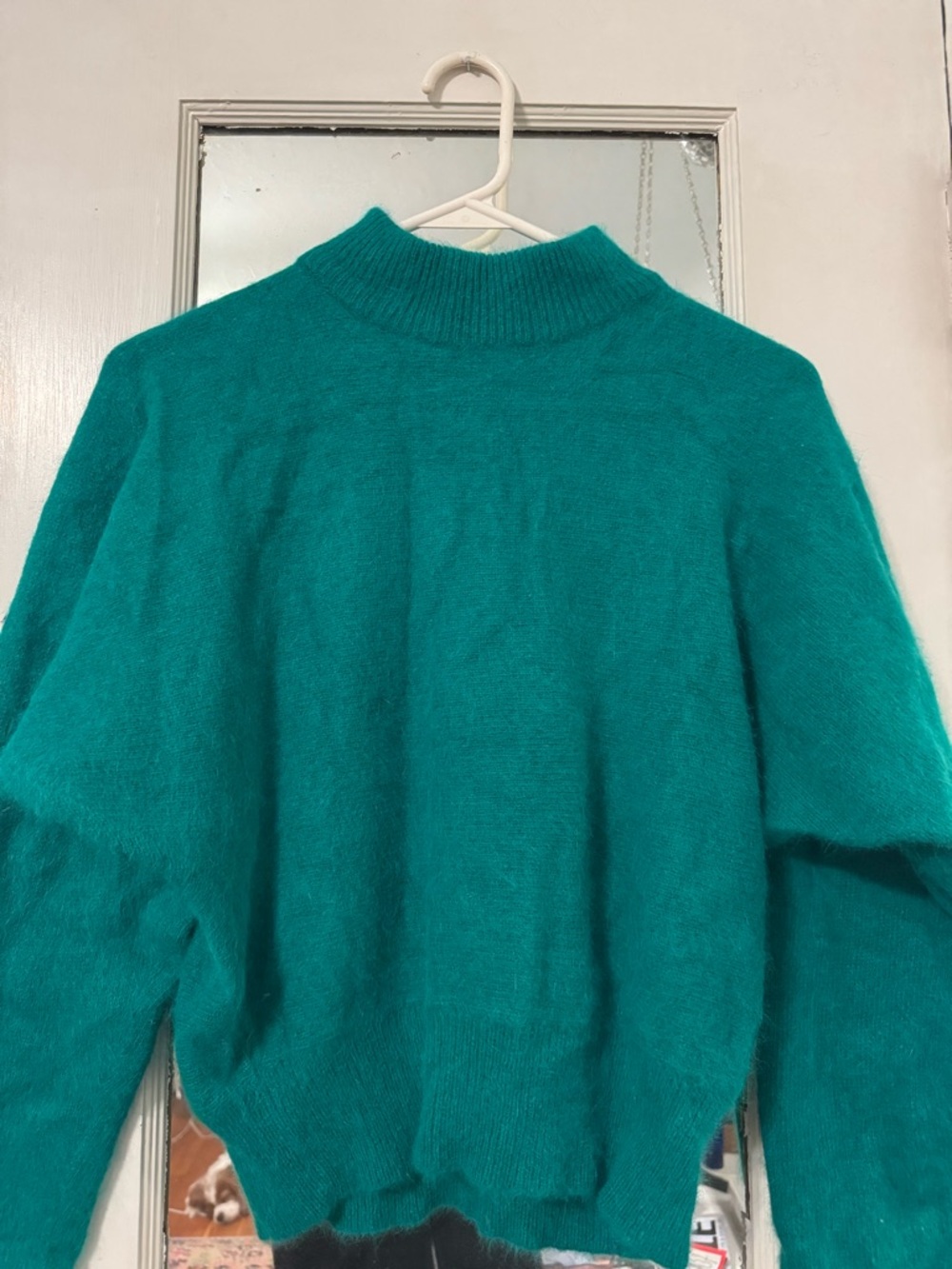 VTG Rafaella Angora Lambswool Blend Mock Neck Sweater Emerald Green M